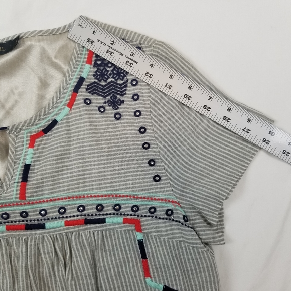 Blue and White Striped Embroidered Dress Size S - Picture 7 of 9